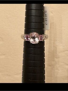 Kunzite three stone ring